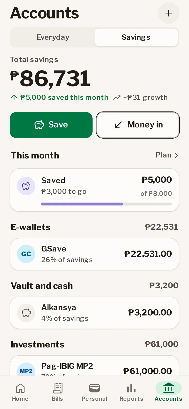 Savings split across e-wallets, a vault and Pag-IBIG MP2